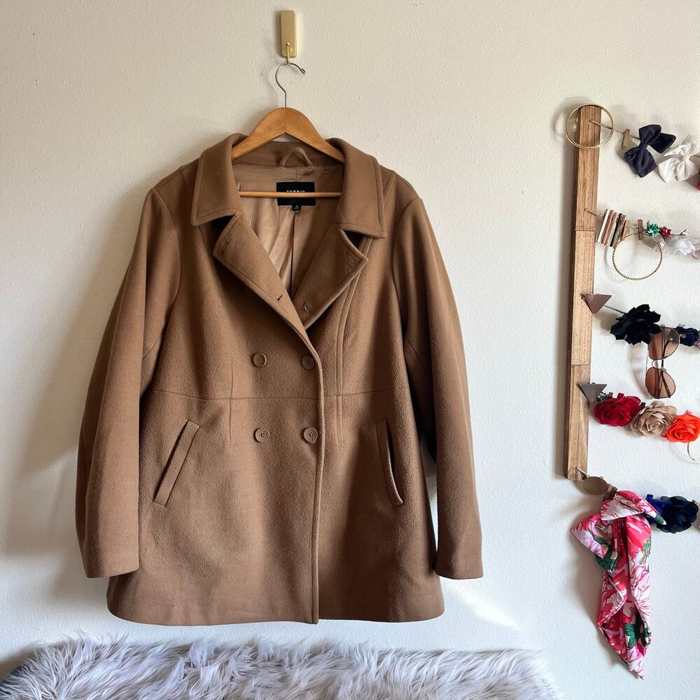 Torrid Double Breasted Peacoat - Camel - Sz 3